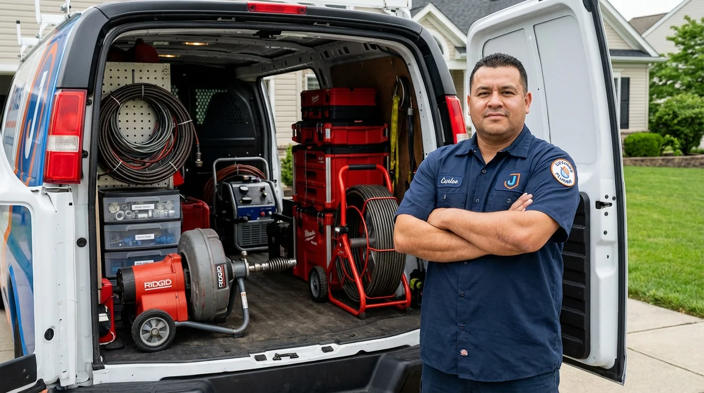 Professional drain cleaning equipment and Johns Plumbing LLC plumber in Strawberry Point
