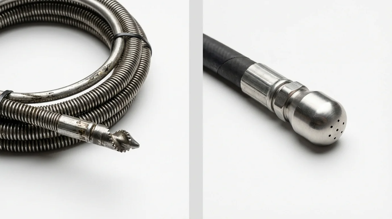 Drain snake cable and hydro jetting nozzle used for drain cleaning in Strawberry Point, IA