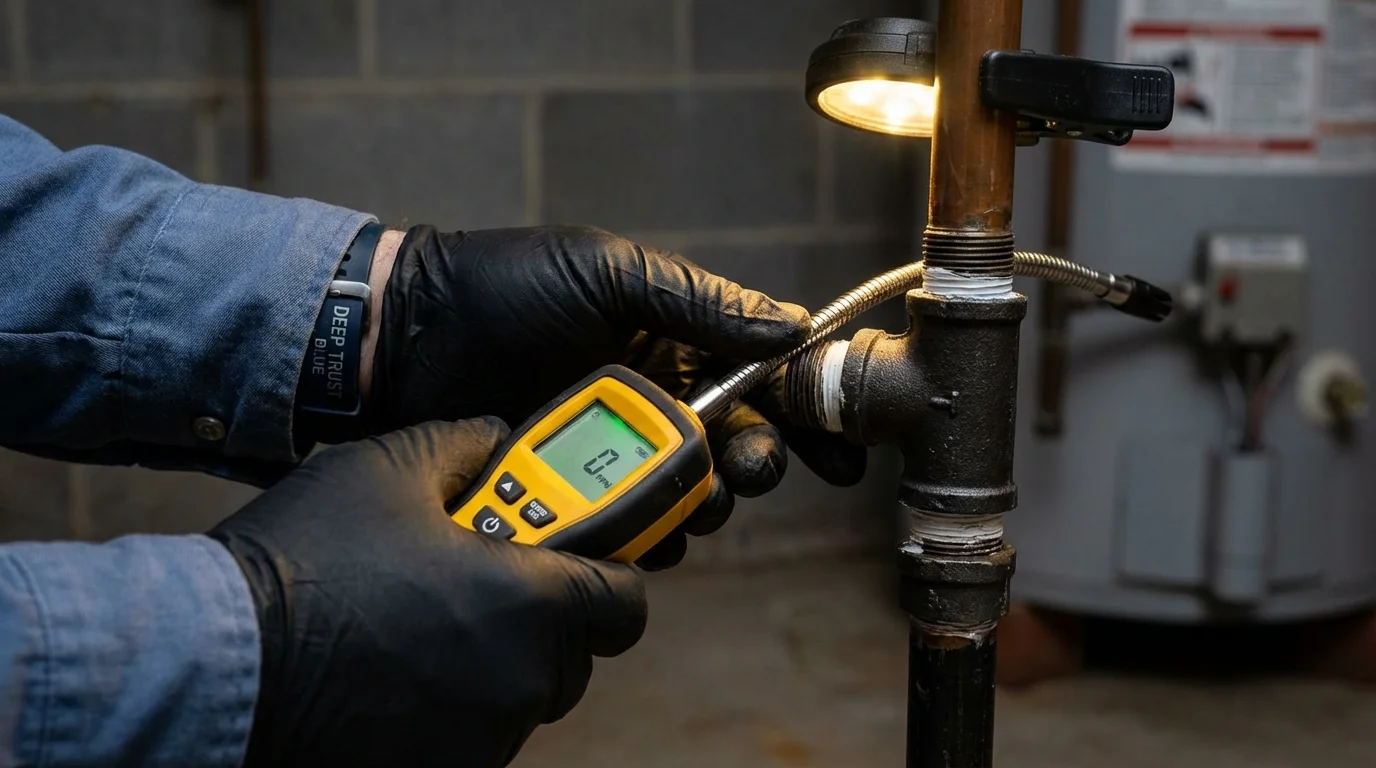 Gas leak detection with electronic sniffer by Johns Plumbing LLC in Strawberry Point