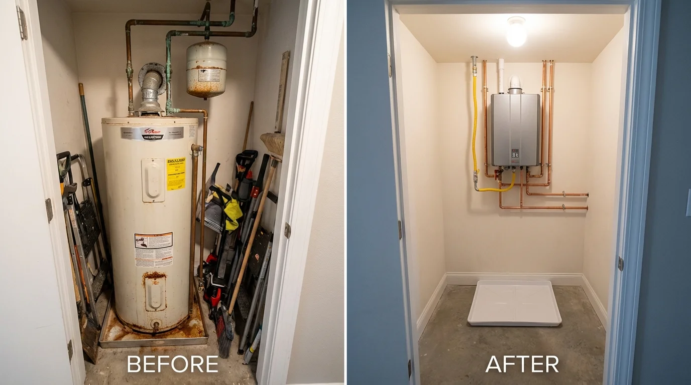 Tank water heater versus wall-mounted tankless unit comparison for Strawberry Point, IA homeowners