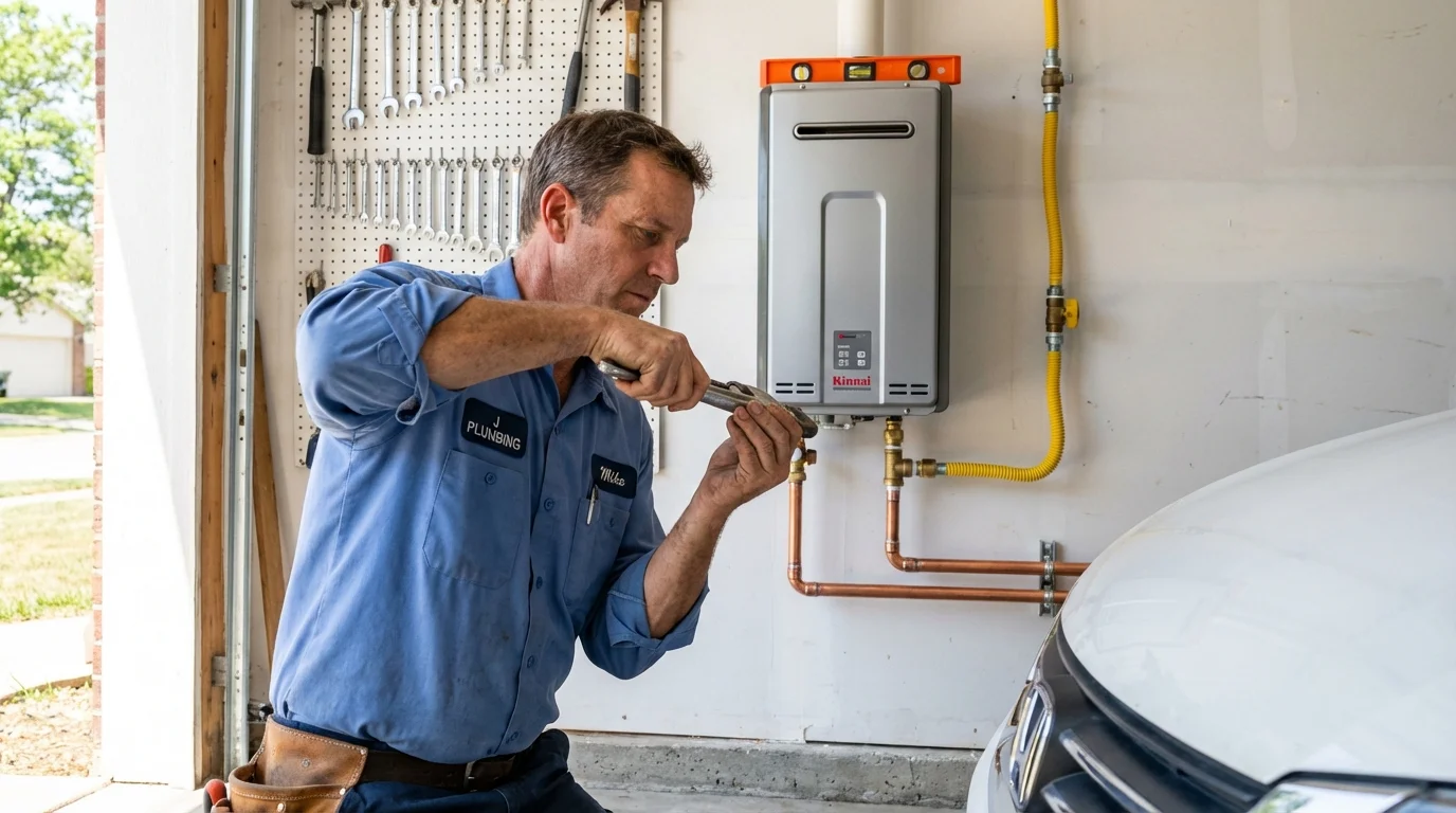 Tankless water heater installation by a Johns Plumbing LLC plumber in Strawberry Point